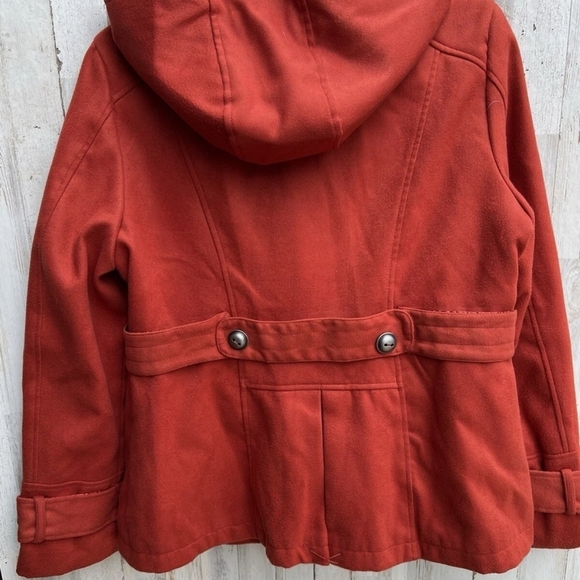 Celebrity Pink Women's Double-Breasted Red Pea Coat - Picture 12 of 16